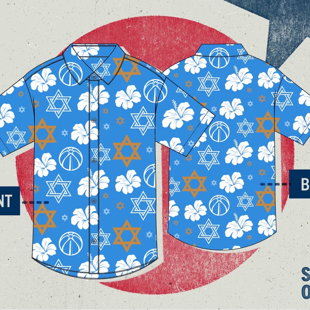 Washington Wizards Jewish Heritage Blue Hawaiian Short Sleeve Shirt